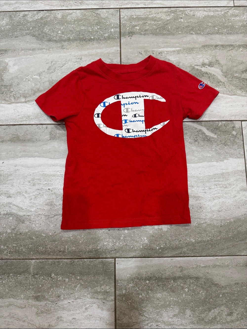 Champion Red Short-Sleeve Tee with White Logo